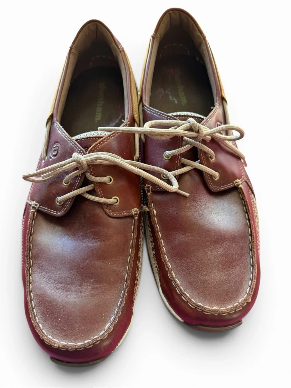 Dunham Men's Brown Leather Lace-Up Boat Shoes